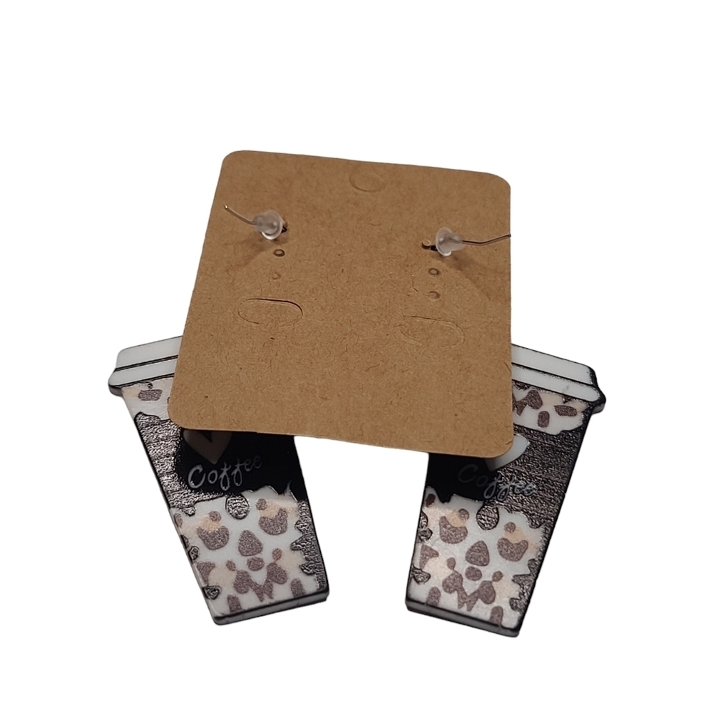 NEW Coffee Heart Cup Drop Down Dangle Earrings - Picture 3 of 3